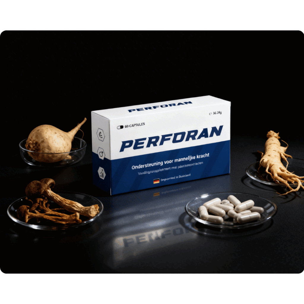 Perforan capsules met natuurlijke ingrediënten zoals ginseng, maca en cordyceps